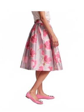 NWT Size L Frances Valentine Barbara Skirt in Dutch Tulip Shantung Print